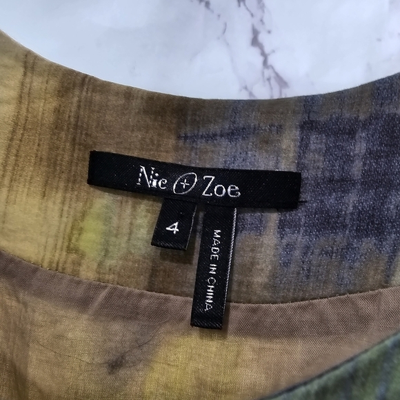 Nic + Zoe Dress Womens Small 4 Blue Green Tank Blouson Abstract Summer Mini - Picture 3 of 12